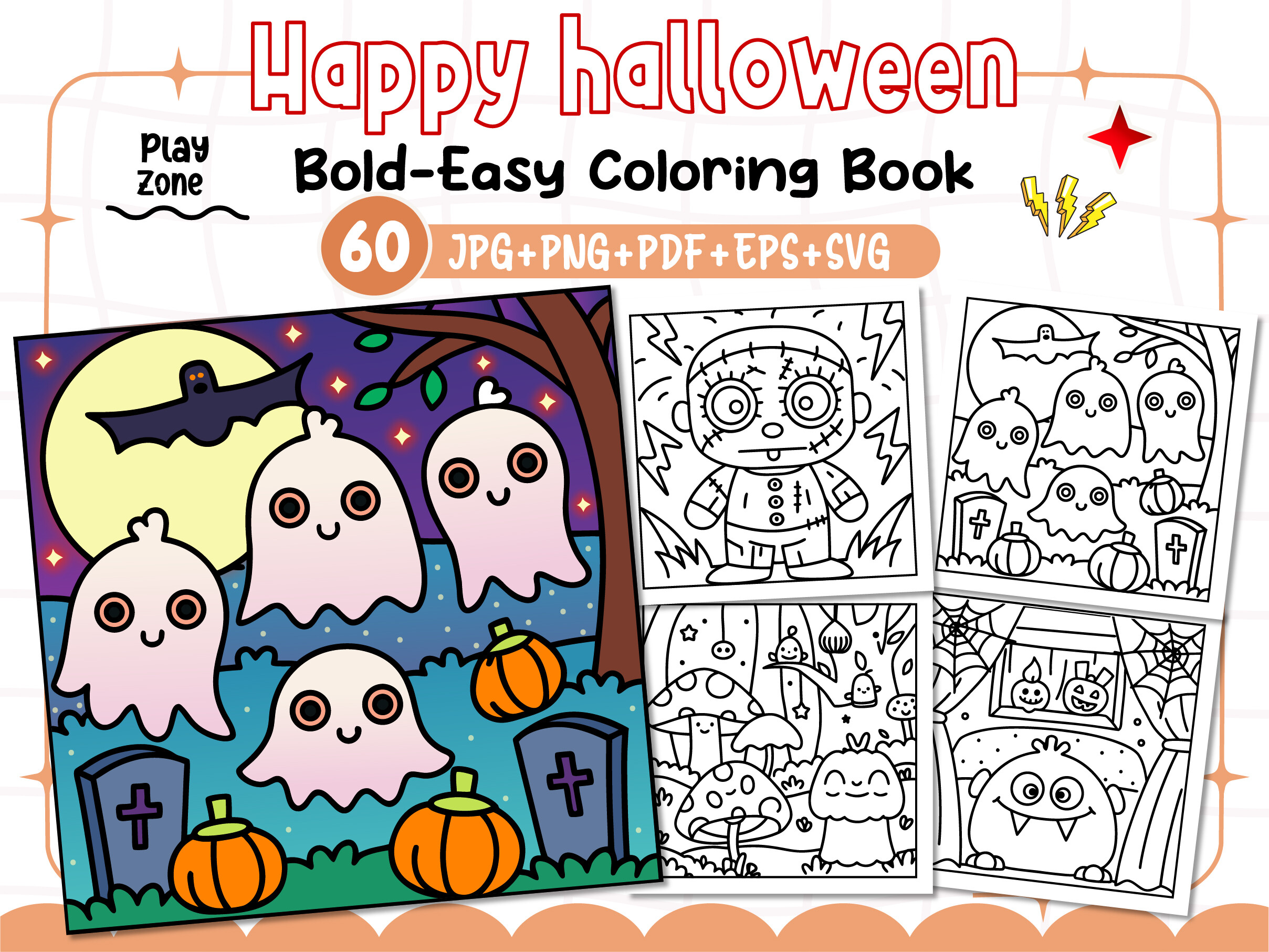 Happy Halloween Coloring Pages Bold Easy