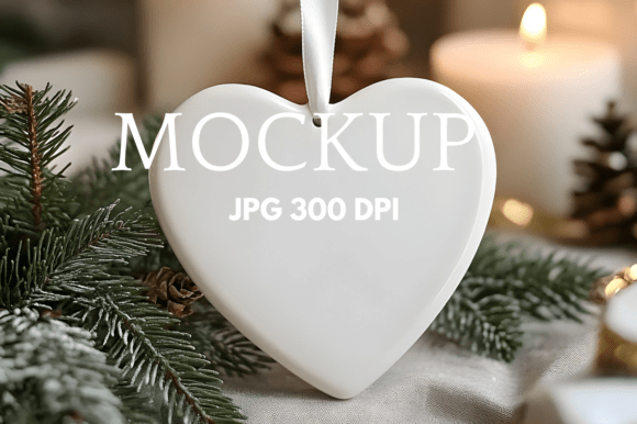 Heart Ceramic Ornament Mockup