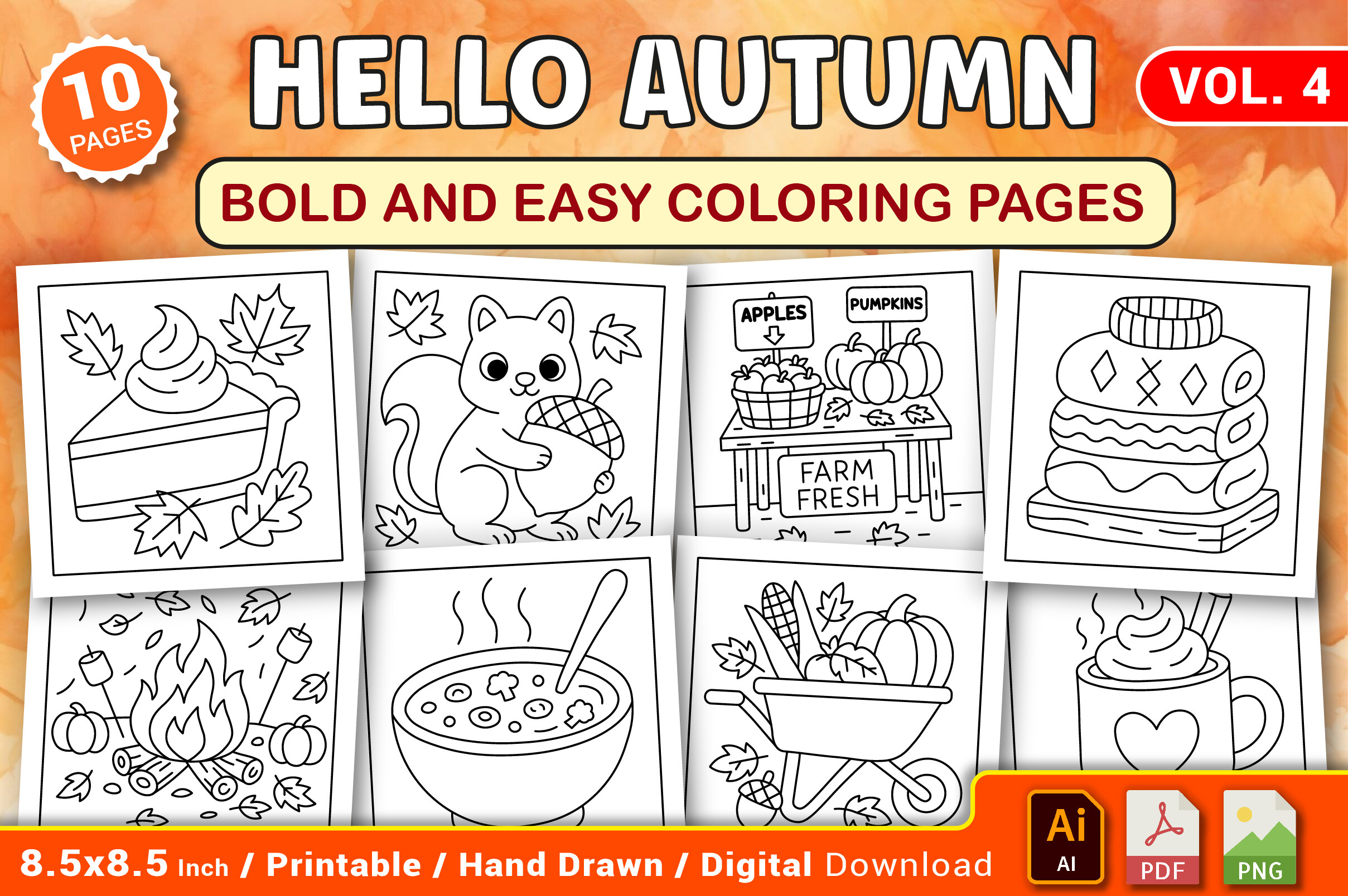 Hello Autumn Bold & Easy Coloring Pages