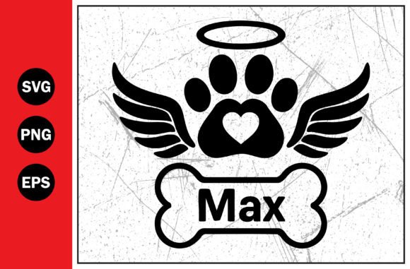 Memorial Dog Paw Print Wings angel paws SVG for pet ornaments