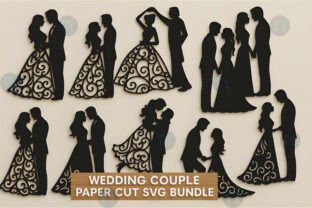 Paper Cut Wedding Couple SVG Bundle · Creative Fabrica