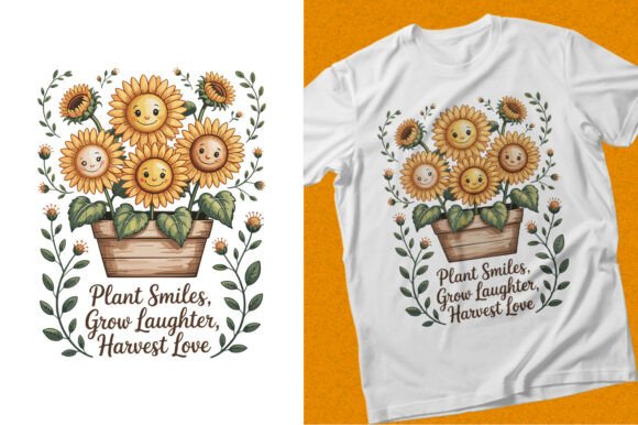 Plant Smiles Harvest Love T-shirt Design Graphic T-shirt Designs By AHT Studio