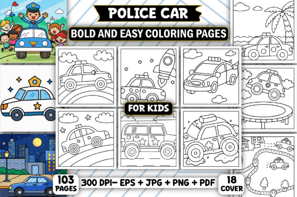 Police Car Bold and Easy Coloring Pages