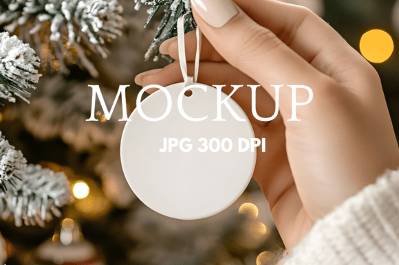 Round Ceramic Christmas Ornament Mockup