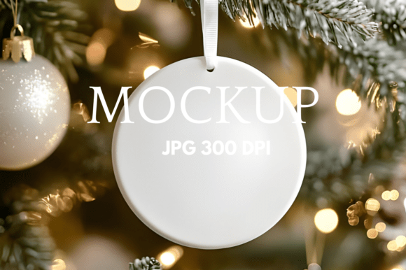 Round Ceramic Tree Ornaments Mockup