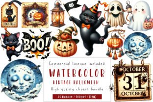 Vintage Halloween Clipart Graphic by Dreamshop · Creative Fabrica