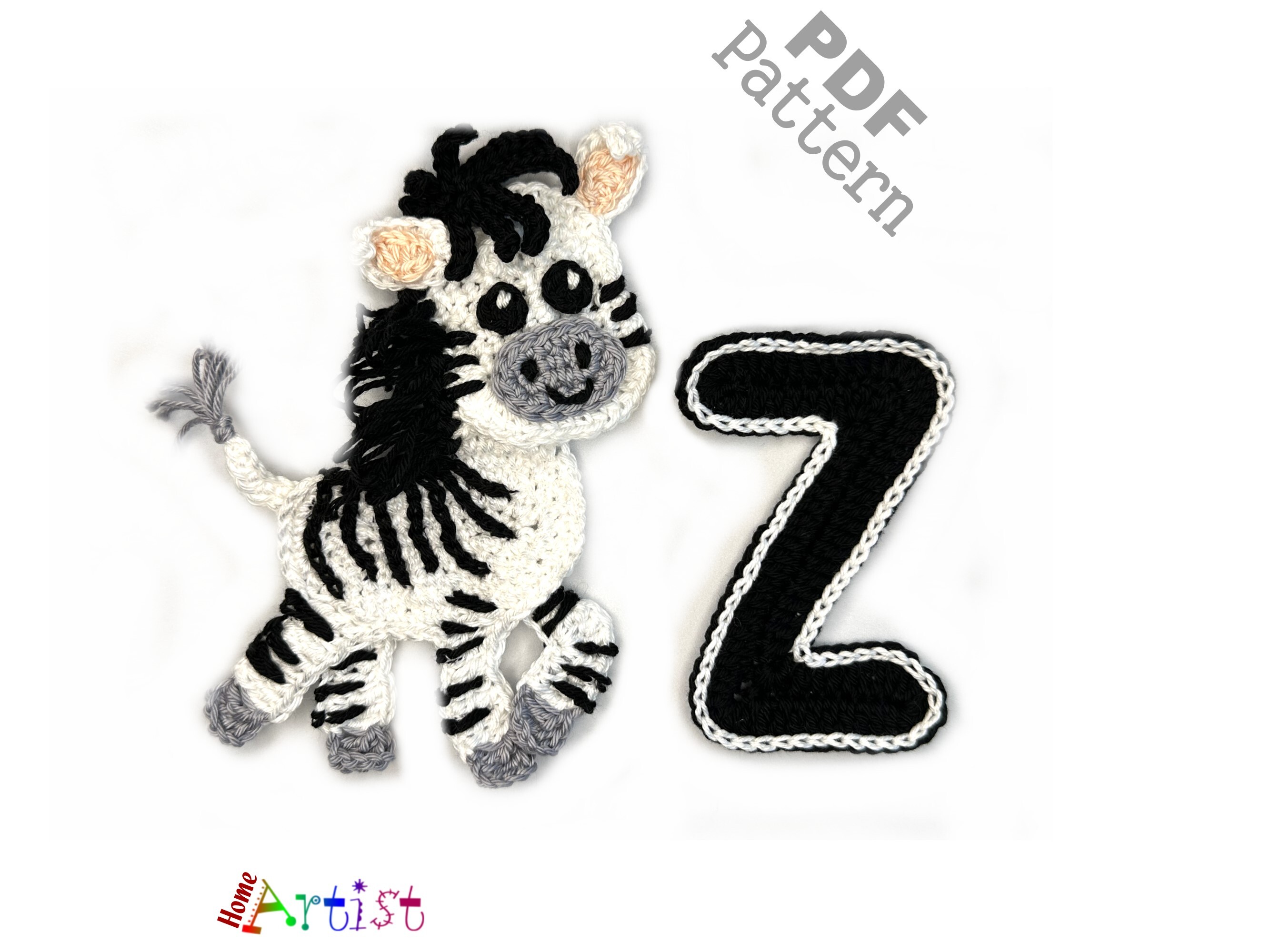Animal Alphabet Z Zebra Crochet Applique