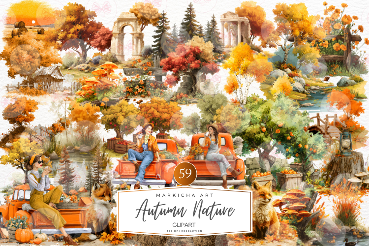 Autumn Nature Clipart Graphic by Markicha Art · Creative Fabrica