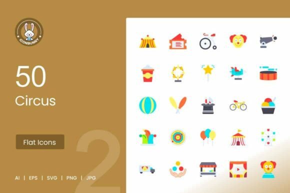 Circus Flat Multicolor Icons