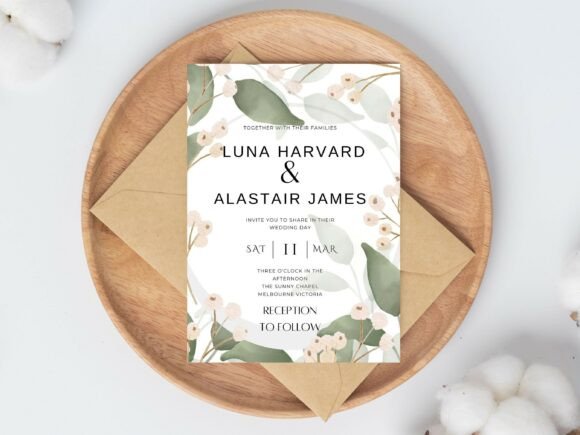 Editable Eucalyptus Wedding Invitation Graphics