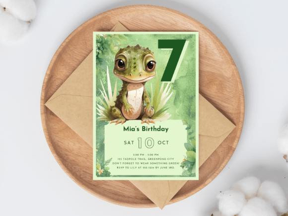 Editable Gecko Birthday Invitation Canva