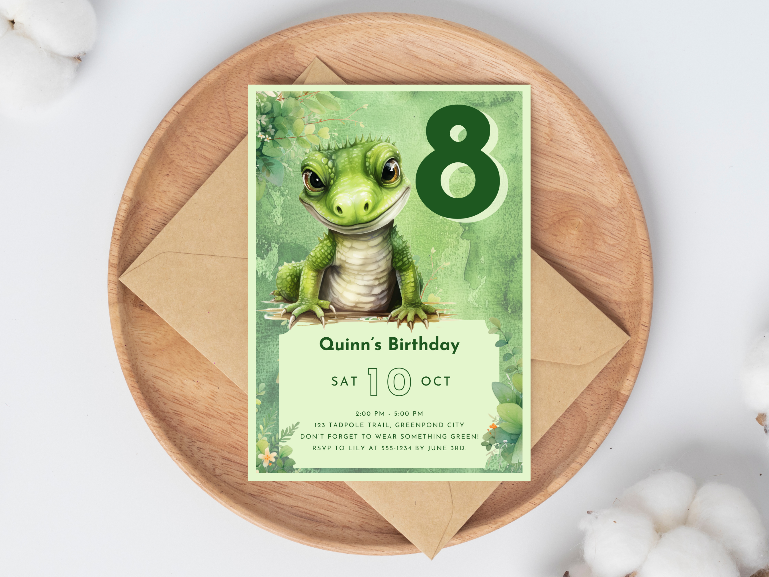 Editable Lizard Canva Invitation