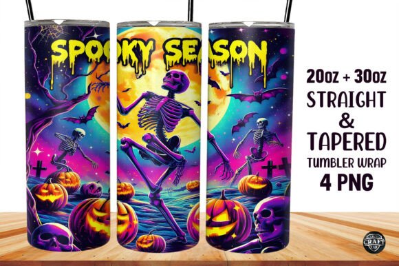 Halloween Skeleton Tumbler Wrap 20oz PNG