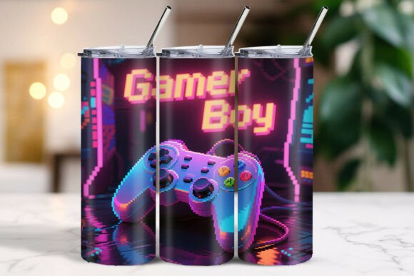 Retro Arcade Gamer Boy Tumbler