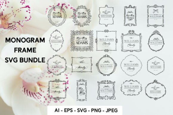 Wedding Monogram Frame SVG Bundle