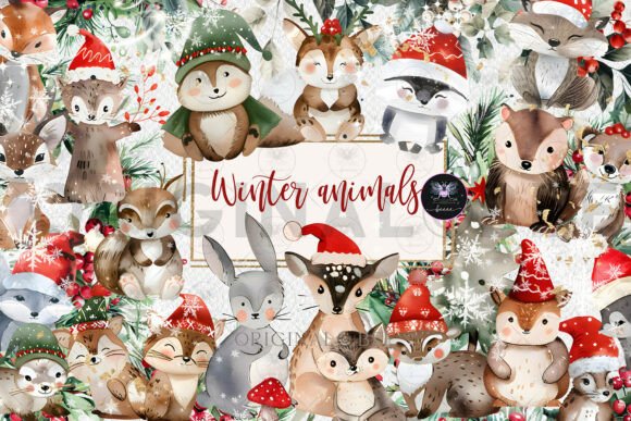 Winter Animals Clipart Graphic Illustrations By BigCakeBee