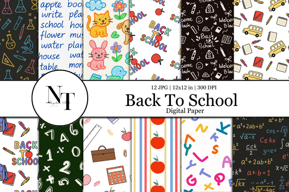 Back to School Digital Paper Graphic by Nam Tiwa · Creative Fabrica