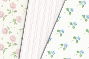 Blue Hydrangea Pink Roses Digital Paper Graphic by Petite Meadow ...