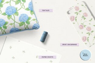 Blue Hydrangea Pink Roses Digital Paper Graphic by Petite Meadow ...