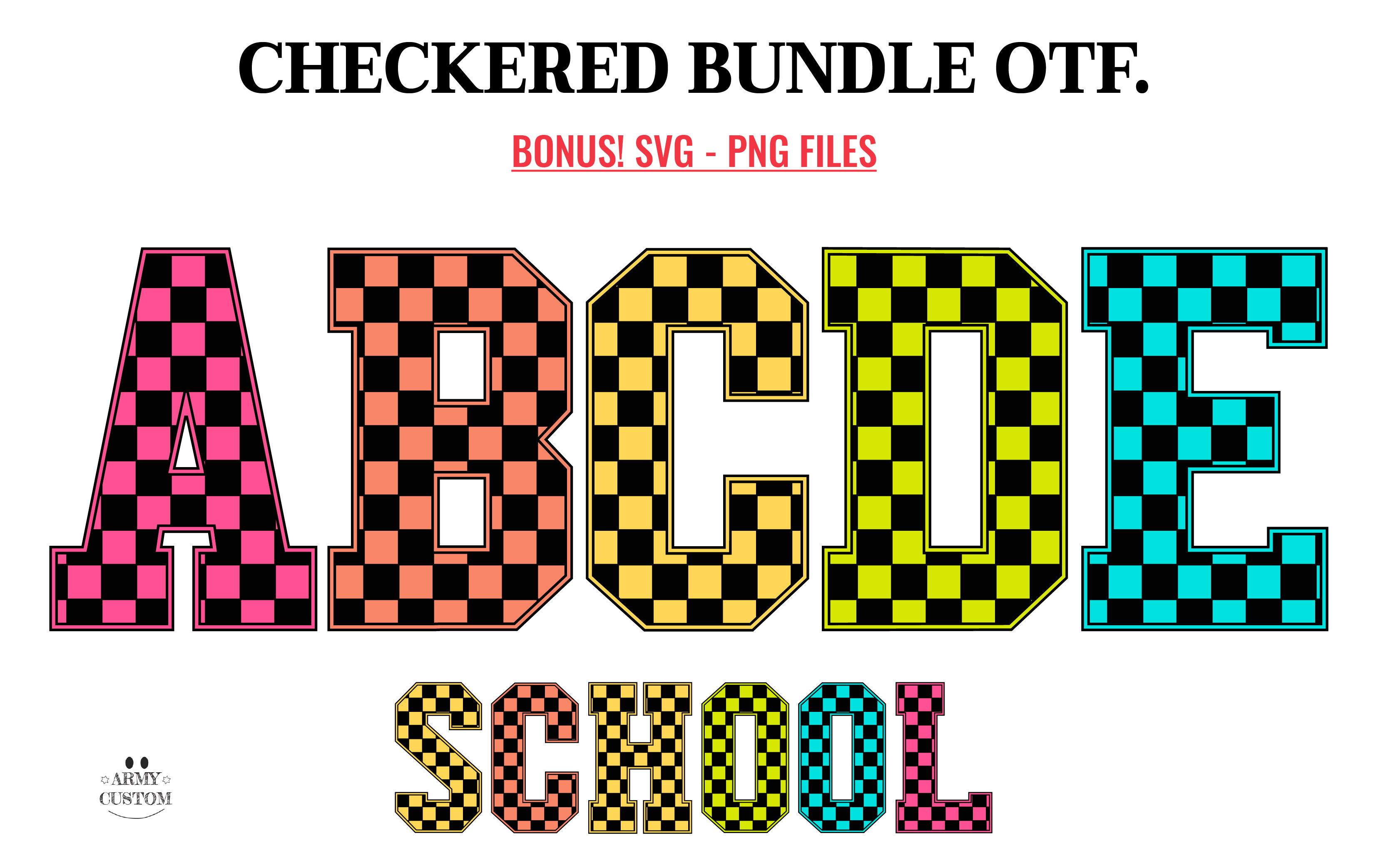 Checkered Back to School Bundle Font by Army Custom · Creative Fabrica