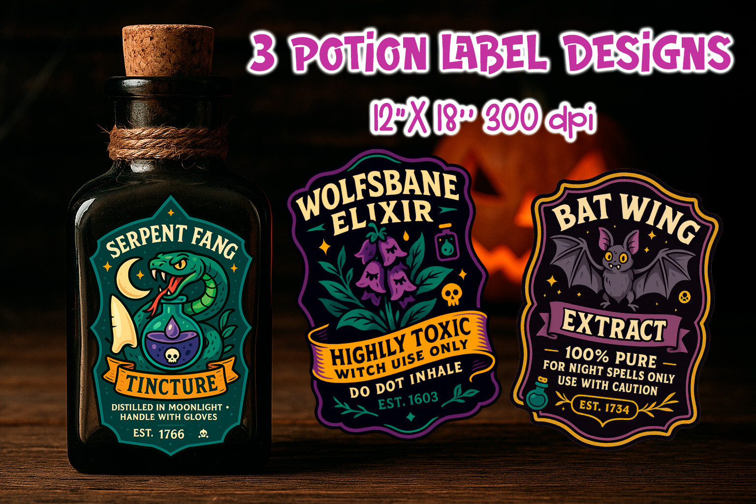 Halloween Potion Label Stickers PNG