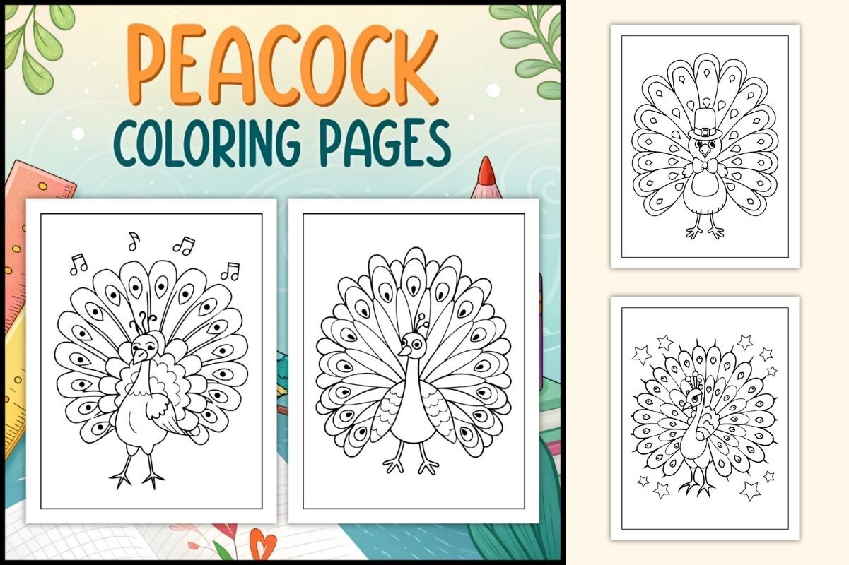 Peacock Coloring Pages for Kids