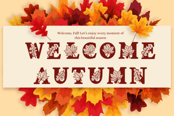 Season Fall Leaf Font PNG with transparent background - Preview 3
