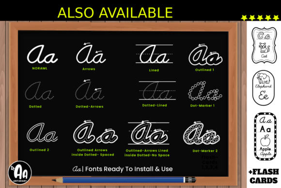 Abcd Cursive Outlined Font - Preview 3