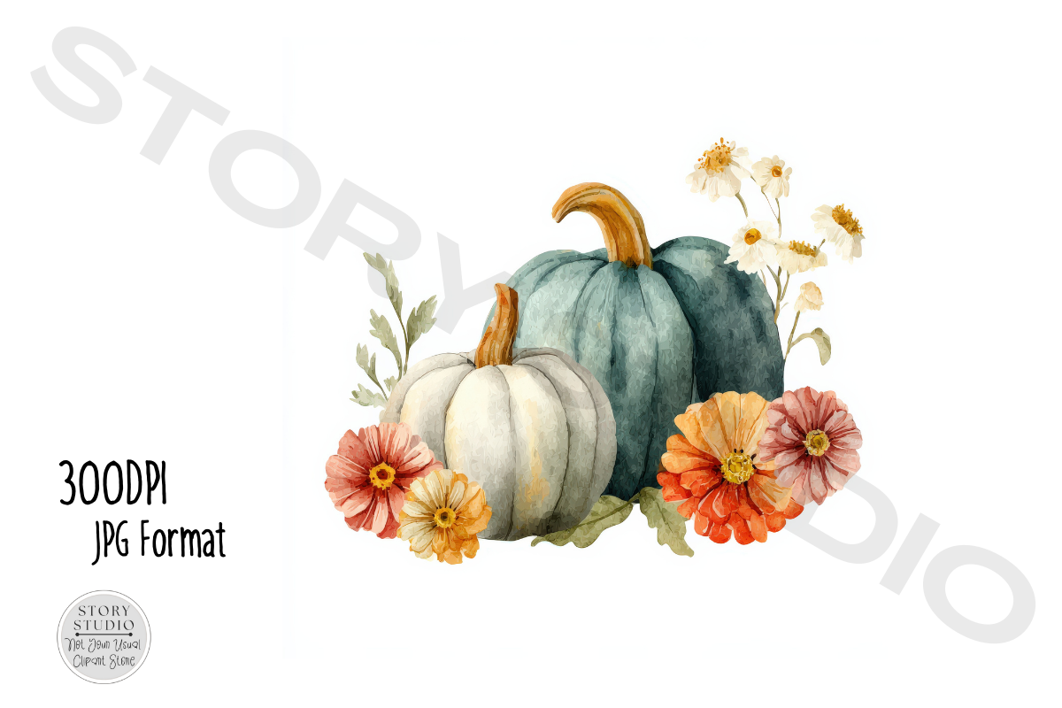 Autumn Pumpkin Floral Clipart Set Graphic by Story Studio · Creative ...
