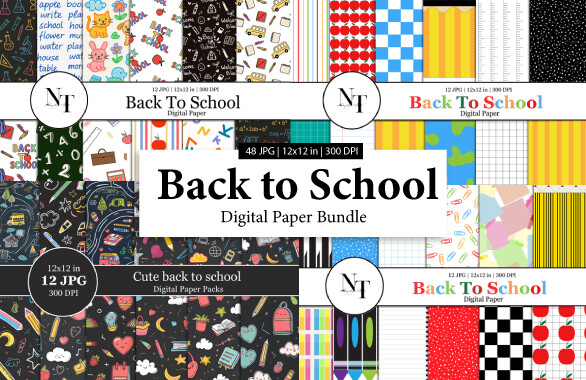 Back to School Digital Paper Bundle Graphic by Nam Tiwa · Creative Fabrica