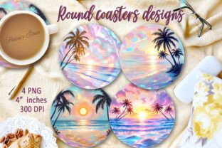 Beach gold round coaster set