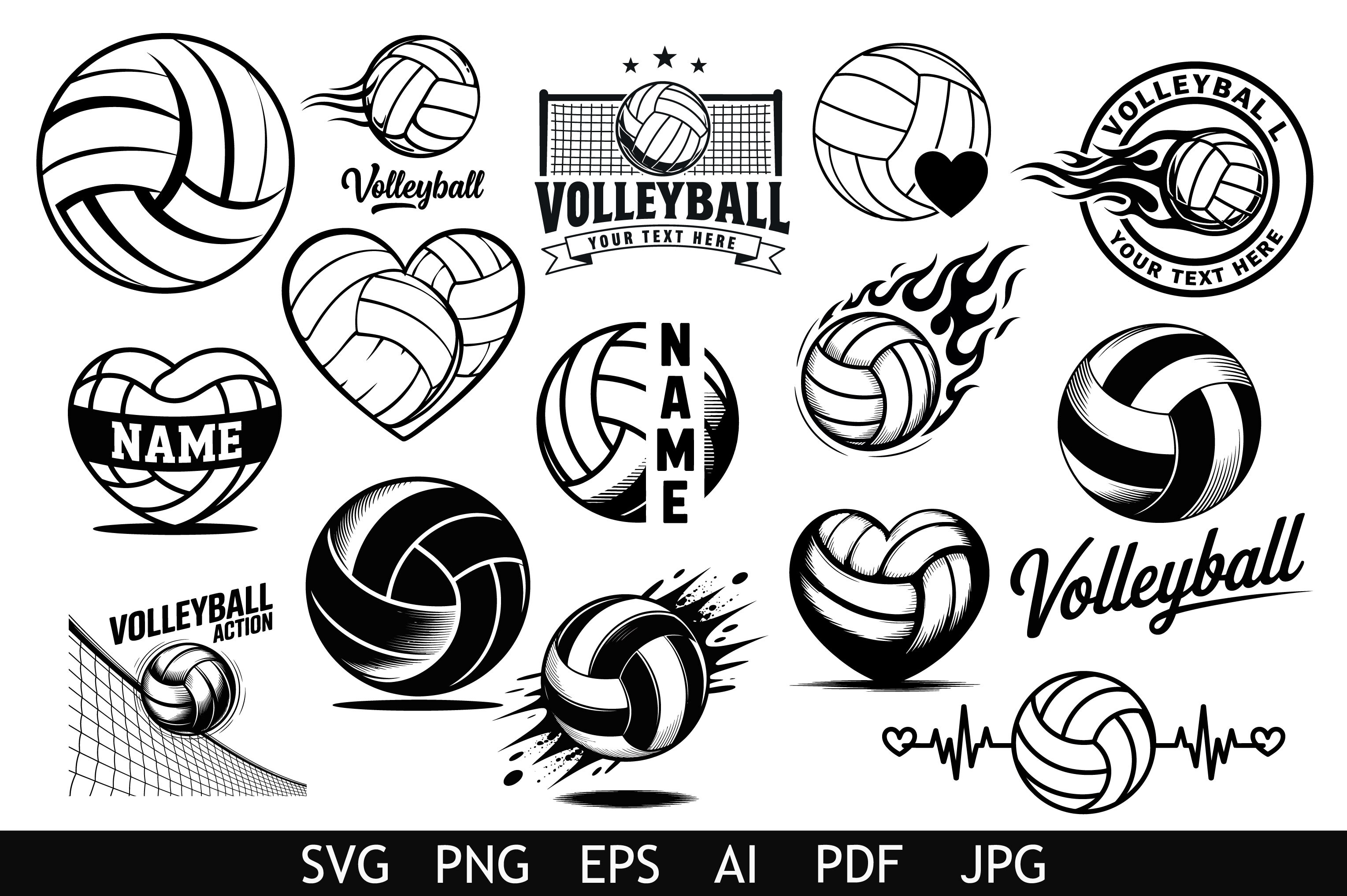 Bold Volleyball Graphic Elements