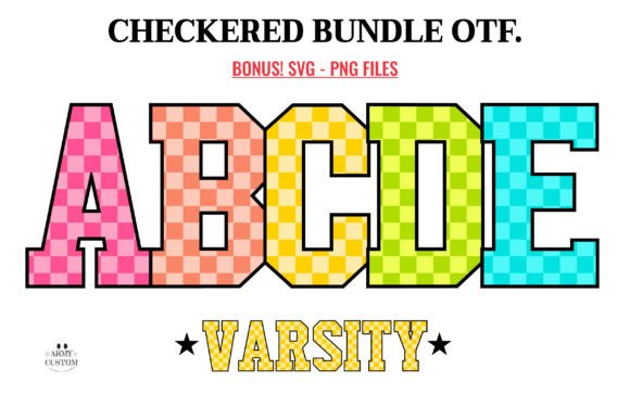 Checkered Back to School Color Fonts Font By Army Custom