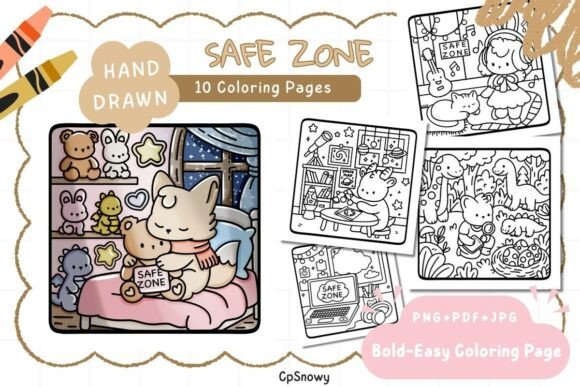 Cozy Safe Zone - Cute Coloring Pages