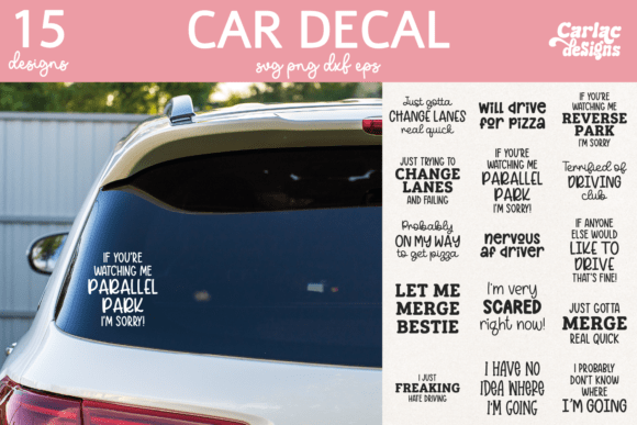 Funny Car Decal Bumper Bundle Illustration Artisanat Par Carla C Designs