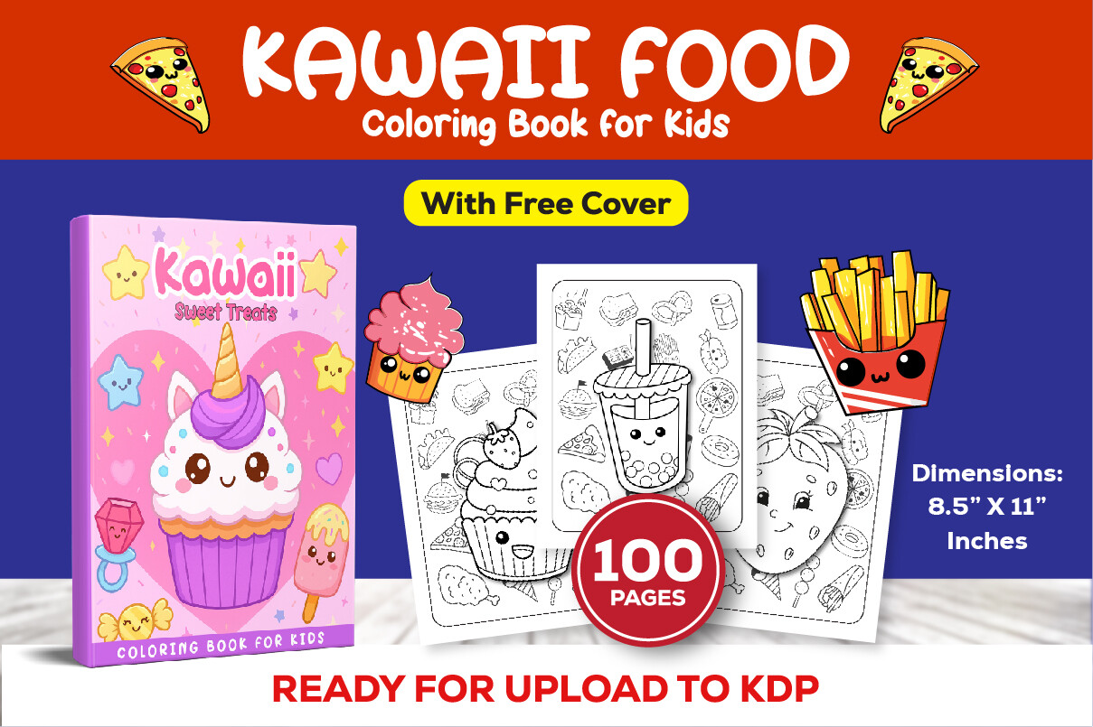 Kawaii Food Coloring Book for Kids Graphic by Kids_Zone · Creative Fabrica