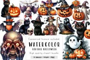 Vintage Halloween Clipart Graphic by Dreamshop · Creative Fabrica
