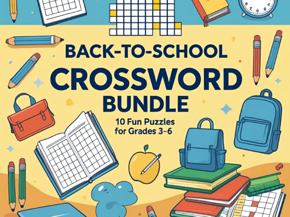 Back-to-School Crossword Puzzle Bundle Graphic Print Templates By Smartkid Prints