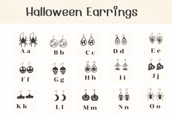 Halloween Earrings Font PNG with transparent background - Preview 1
