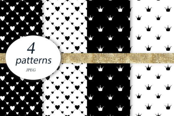 Princess Crown Hearts Background Pattern