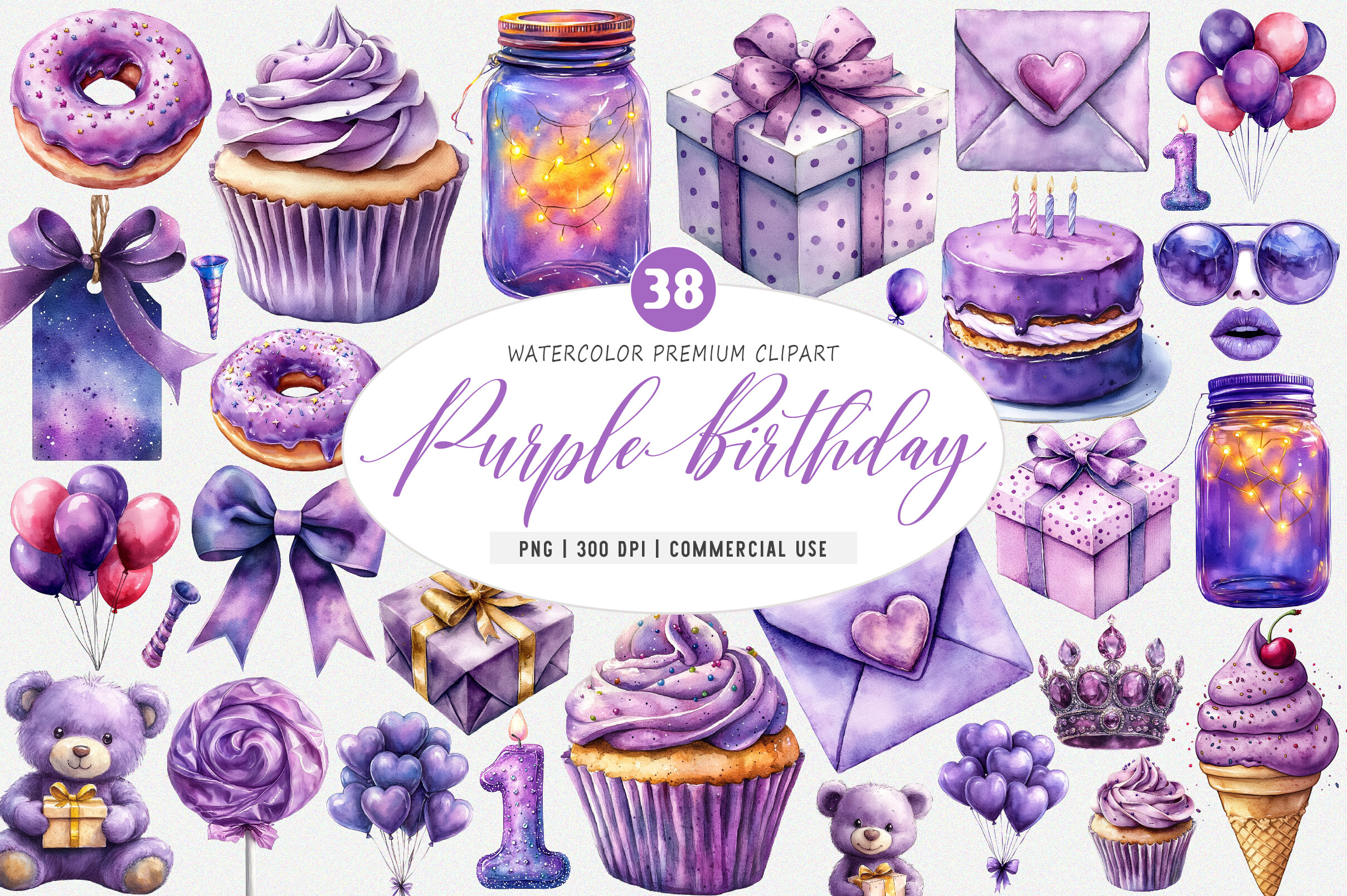Purple Birthday Party PNG