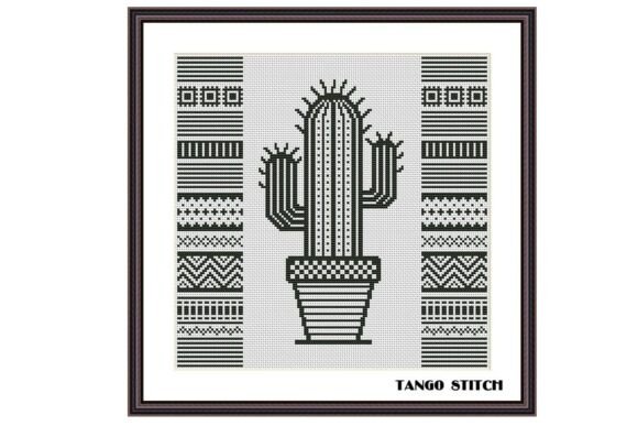 Geometric Cactus Cross Stitch Pattern
