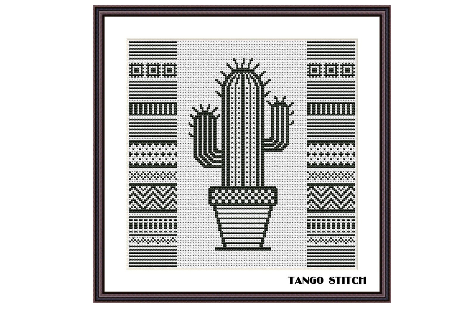 Geometric Cactus Cross Stitch Pattern