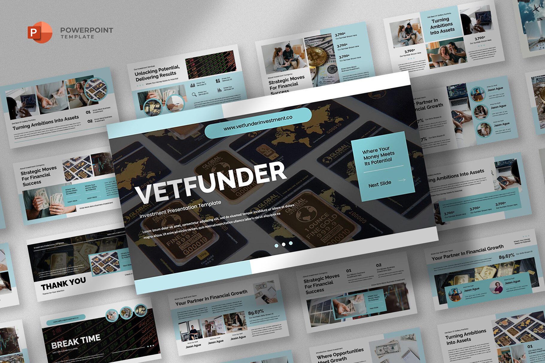 Vetfunder Investment and Financial PowerPoint Template for Financial Services and Management