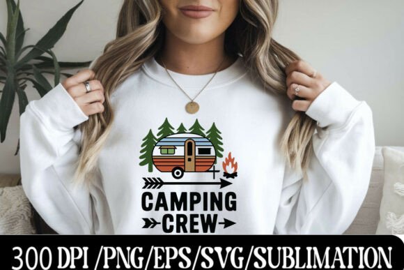 Minimal Retro Camper Camping Crew Art