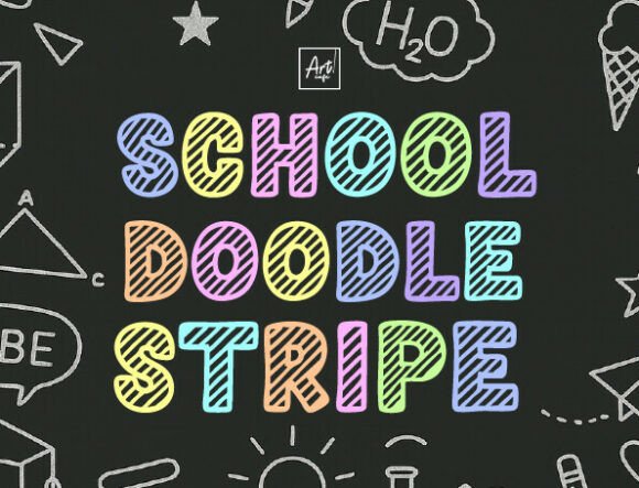 School Doodle Stripe Decorative Font By Art cafe
