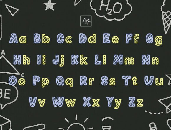 School Doodle Stripe Font PNG with transparent background - Preview 1
