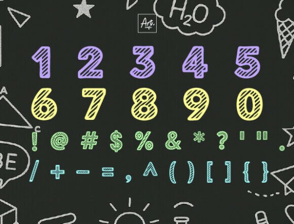 School Doodle Stripe Font PNG with transparent background - Preview 2