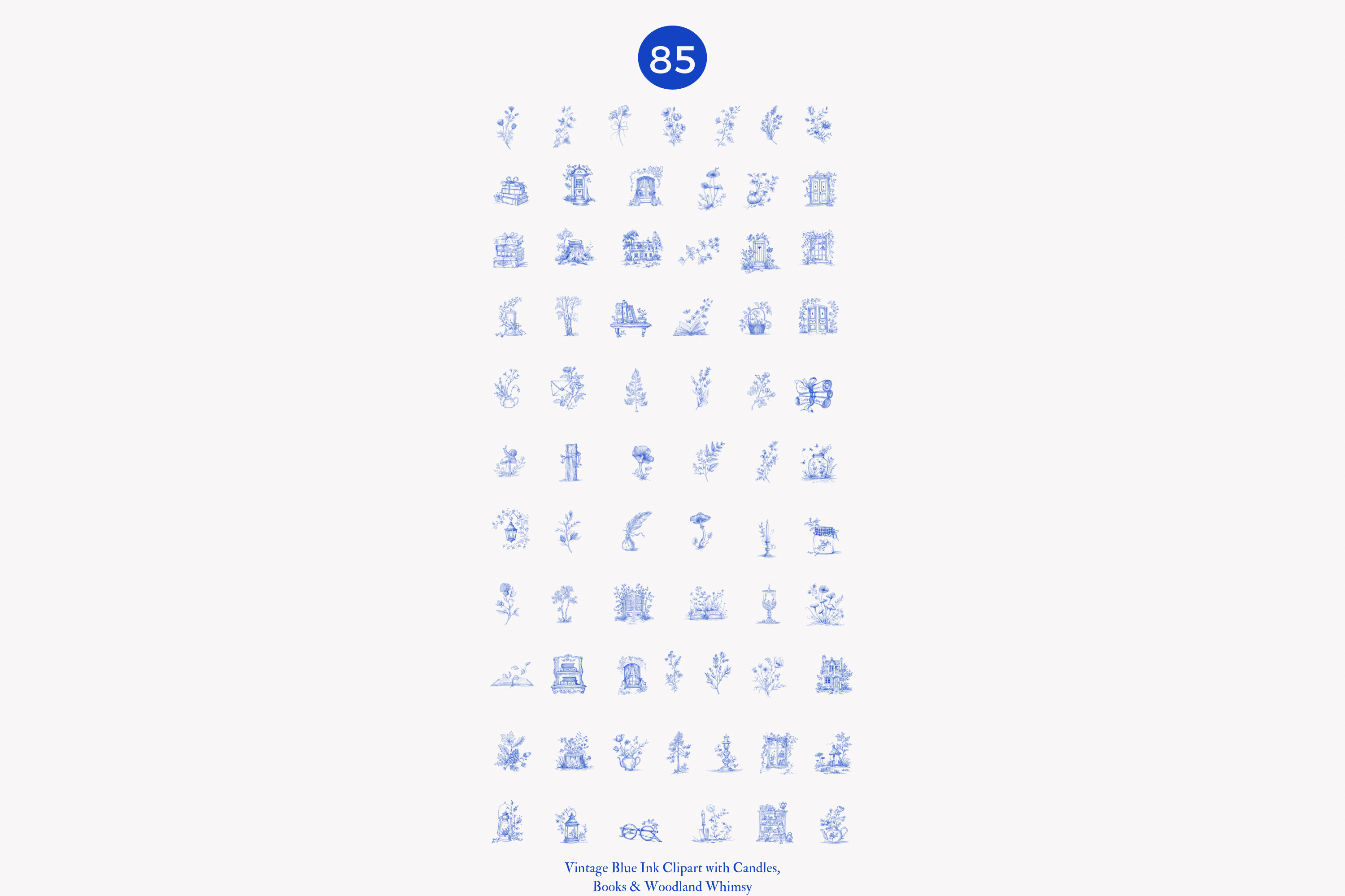 Forest Study Blue Ink Illustration Png - photo 9