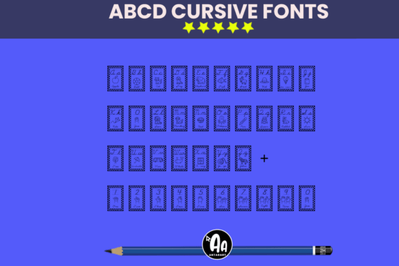 Cursive Handwriting Flashcards Checkered Font - Preview 2